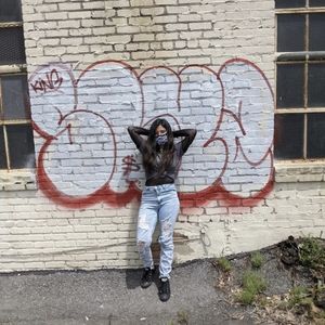 Distressed acid wash jeans